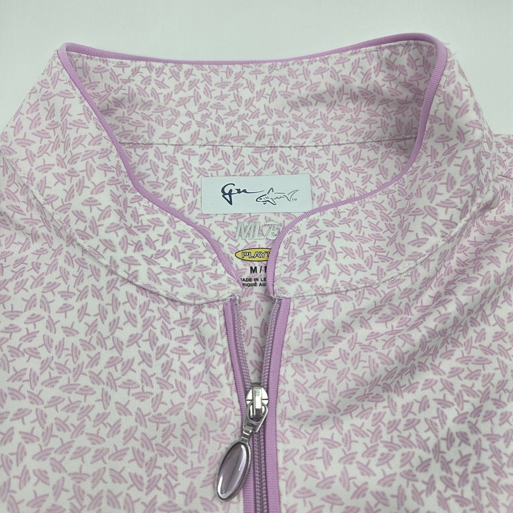 Women's Greg Norman PlayDry Short Sleeve Mock Neck Shirt Medium Napa Valley Pink - Picture 3 of 11